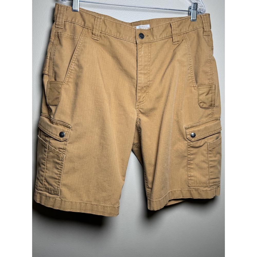 Carhartt Mens Rugged Flex Relaxed Fit Canvas Cargo Work Shorts Brown BS3542-M 36